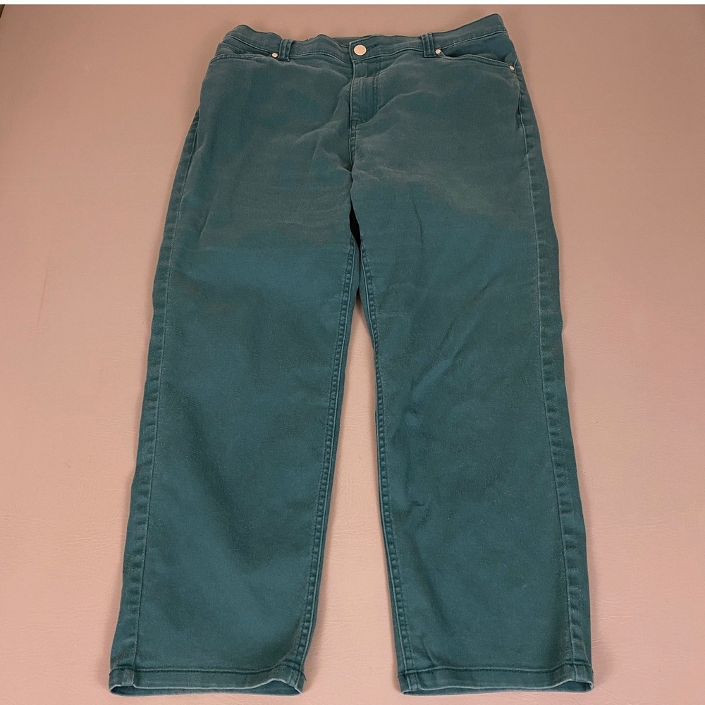 Catherines Pants Women's Plus Size 18W Dark Teal Green Sateen Stretch Straight